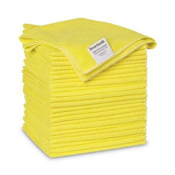 CLEANING CLOTHS AND WIPES | Boardwalk 2164039 16 in. x 16 in. Microfiber Cleaning Cloths - Yellow (24/Pack)