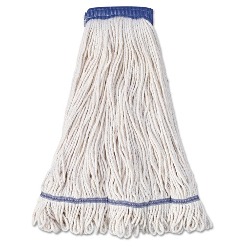 Mop Heads | Boardwalk BWK504WH 5 in. Super Loop Cotton/Synthetic Fiber Wet Mop Head - X-Large, White (12/Carton) image number 0