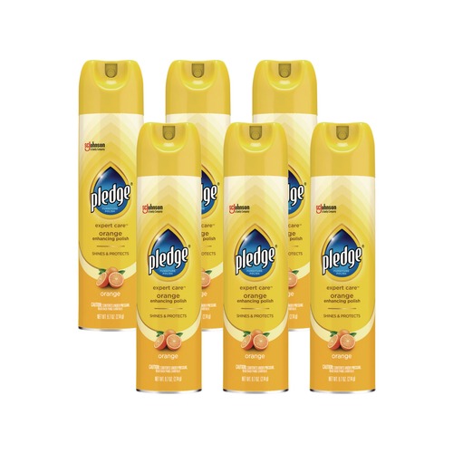 Furniture Cleaners | Pledge 100-46500026673 9.7 oz. Aerosol Spray Furniture Polish - Orange (6/Carton) image number 0