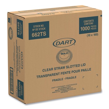 CUP LIDS | Dart 662TS Straw-Slot Lids for 9 - 20 oz. Cold Cups - Clear (100/Sleeve, 10 Sleeves/Carton)