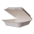 Food Containers & Lids | Vegware WHBRG-9 HW 9 in. x 9 in. x 3 in. Molded Fiber Compostable Sugarcane Clamshell Containers - White (200/Carton) image number 0