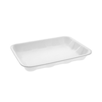 Pactiv Corp. 0TF104D10000 9.5 in. x 7 in. x 1.25 in. No. 4D Foam Meat Tray - White (500/Carton)