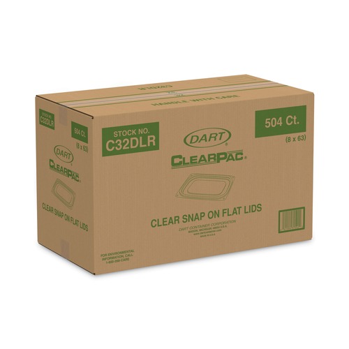 Perforated Roll & Hand Towels | Dart C32DLR ClearPac 6.5 in. x 7.5 in. Flat Plastic Container Lids - Clear (504/Carton) image number 0