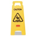 Signs | Rubbermaid Commercial FG611200YEL 11 in. x 12 in. x 25 in. Multilingual "Caution" Floor Sign - Bright Yellow image number 2