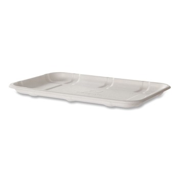 Eco-Products EP-MP2SNFA 8.5 in. x 6.2 in. x 0.5 in. Sugarcane Fiber Meat and Produce Food Trays - White (400/Carton)