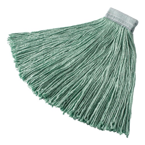 Mop Heads | Rubbermaid Commercial FGF13700GR00 24 oz. Non-Launderable Cotton/Synthetic Cut-End Wet Mop Heads - Green image number 0
