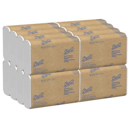 Perforated Roll & Hand Towels | Scott 01840 9.2 in. x 9.4 in. 1-Ply Essential Multi-Fold Towels with Absorbency Pockets - White (4000/Carton) image number 0