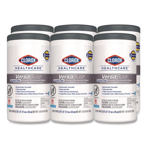 Cleaning Cloths & Wipes | Clorox Healthcare 31757 6.75 in. x 8 in. 1-Ply VersaSure Cleaner Disinfectant Wipes - Fragranced White (6/Carton) image number 0
