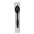 Disposable Spoons | Dixie PTH53C Individually Wrapped Heavyweight Teaspoons - Black (1000/Carton) image number 2