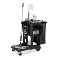 Perforated Roll & Hand Towels | Rubbermaid Commercial 1861430 12.1 in. x 22.4 in. x 23 in. 4 Shelves 1 Bin Plastic Executive Janitorial Cleaning Cart - Black image number 4