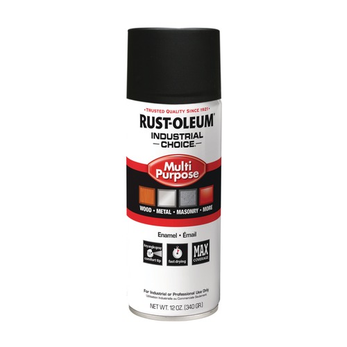 Paint & Paint Supplies | Rust-Oleum 1676830V 12 oz. Aerosol Can Industrial Choice 1600 System Multi-Purpose Enamel Spray Paint - Ultra-Flat Black (6/Carton) image number 0