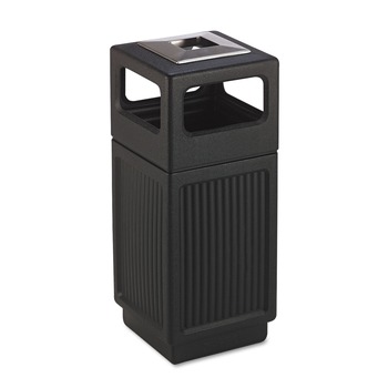 Safco 9474BL Canmeleon 15-Gallon Polyethylene Recessed Panel Receptacles - Black