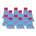 Mop Heads | Boardwalk BWK1800LBDZ Pro Loop Web/Tailband Mop Head - Large, Blue (1-Dozen) image number 0