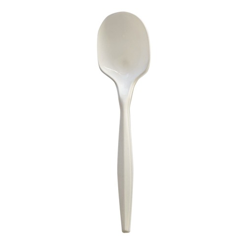 Disposable Spoons | Boardwalk BWKSOUPMWPPIW 4.86 in. Mediumweight Wrapped Polypropylene Plastic Soup Spoon Cutlery - White (1000/Carton) image number 0