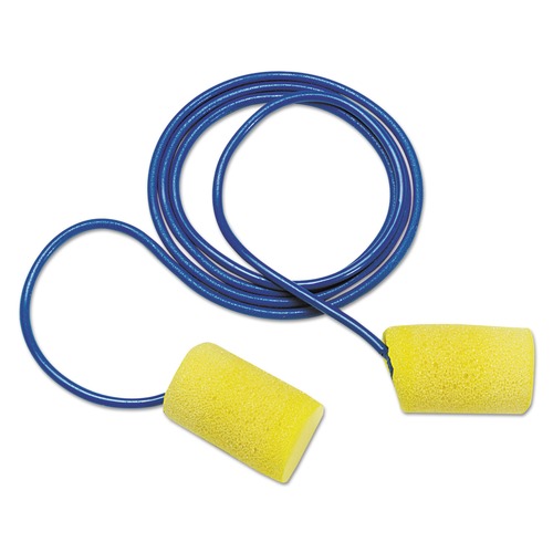 Ear Plugs | 3M 311-1101 E-A-R Classic PVC Foam Corded Earplugs - Yellow (200 Pairs/Box) image number 0
