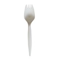 Disposable Sporks | Boardwalk BWKSPORKWHPPIW Mediumweight Wrapped Polypropylene Plastic Spork Cutlery - White (1000/Carton) image number 0