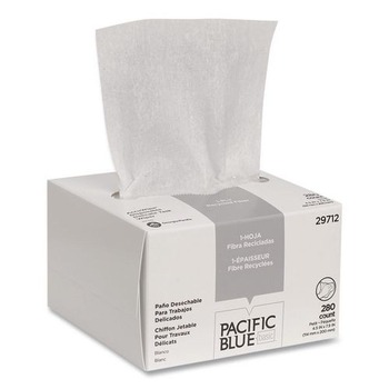 CLEANING CLOTHS AND WIPES | Georgia Pacific Professional 29712 AccuWipe 4.5 in. x 8.25 in. 1-Ply Recycled Delicate Task Wipers - Unscented, White (60/Carton)