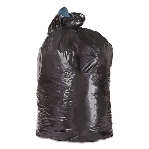Low-Density Trash Bags | Trinity Plastics 100582 43 in. x 47 in. 56-Gallon 1.25 millimeter Flat Pack Low-Density Can Liners - Black (100/Carton) image number 0
