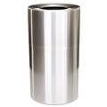 Indoor Waste Receptacles | Rubbermaid Commercial FGAOT35SAPL 35-Gallon Open Top Round Indoor Receptacle with Liner - Satin Aluminum image number 0