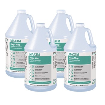 Maxim 180000-41 1 Gallon Bottle Mega Mop Damp Mop Concentrate - Lemon Scent (4/Carton)