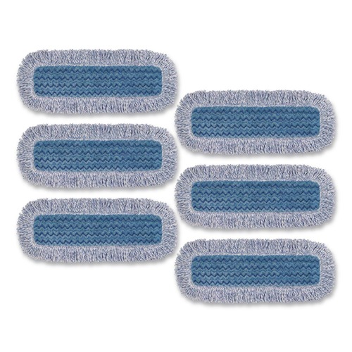 Mop Heads | Rubbermaid Commercial FGQ41600BL00 18 in. Nylon/Polyester Microfiber High Absorbency Mop Pad - Blue (6/Carton) image number 0