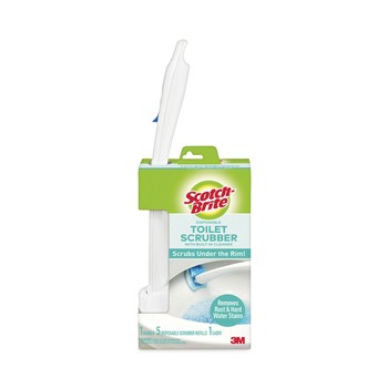 TOILET BRUSHES | Scotch-Brite 558-SK-4NP Toilet Scrubber Starter Kit (1 Handle and 5 Scrubbers) - White/Blue