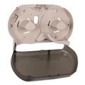 Toilet Tissue Dispensers | Tork 56TR 19.29 in. x 5.51 in. x 11.83 in. Twin Jumbo Roll Bath Tissue Dispenser - Smoke/Gray (1/Carton) image number 2