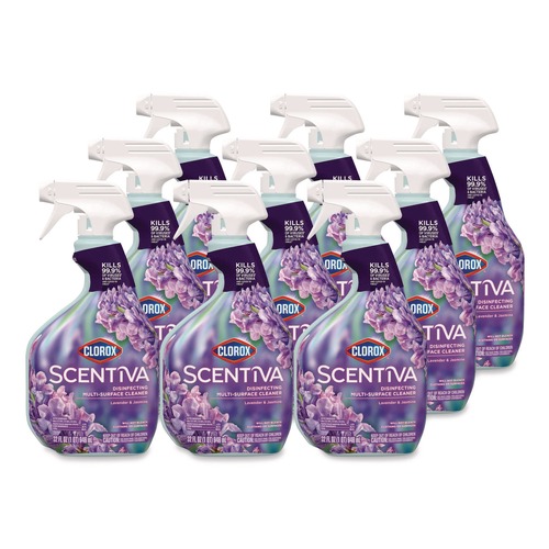 Disinfecting & Cleaning Solutions | Clorox 60523CT Scentiva 32 oz Bleach-Free Disinfecting Multi-Surface Cleaner - Lavender and Jasmine (9/Carton) image number 0