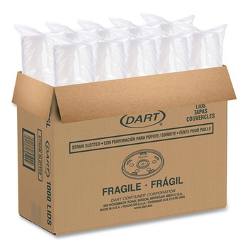 CUP LIDS | Dart 8SL Plastic Cold Cup Lids for 8 oz. to 9 oz. Cups - Translucent (100 Pack, 10 Packs/Carton)