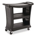 Carts | Rubbermaid Commercial FG9T6800BLA Executive 3-Shelf Service Cart - Black image number 1