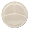 Plates | Boardwalk BWKPLT3C10NPFA 10 in. 3-Compartment Bagasse PFAS-Free Dinnerware Plate - Tan (500/Carton) image number 6