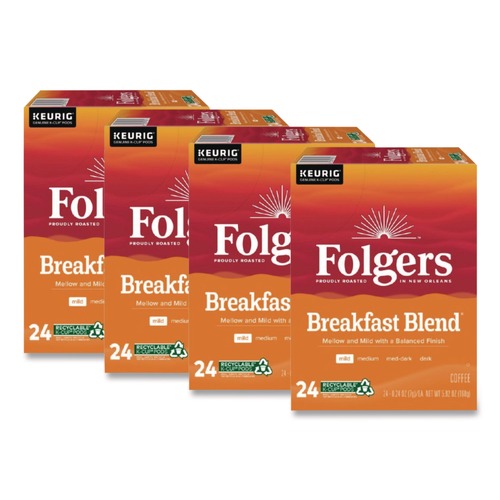 Coffee - Caffeinated | Folgers 5000370677 Coffee K-Cup - Breakfast Blend (96/Carton) image number 0