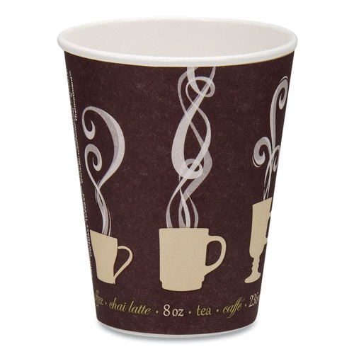 Cups | Dart DWTG8ST Thermoguard 8 oz. Insulated Paper Hot Cups - Steam Print (1000/Carton) image number 0