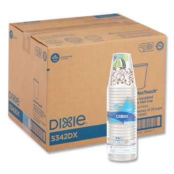 Dixie 5342DX PerfecTouch 12 oz.Paper Hot Cups - Coffee Haze Design (25/Sleeve, 20 Sleeves/Carton)