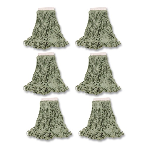 Mop Heads | Rubbermaid Commercial FGD25306GR00 Super Stitch Blend Cotton/Synthetic Mop Head - Large, Green (6/Carton) image number 0
