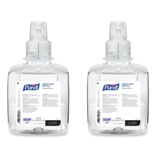 Soap Refills | PURELL 6574-02 1200 ml Fragrance-Free HEALTHY SOAP Mild Foam for CS6 Dispensers (2/Carton) image number 0