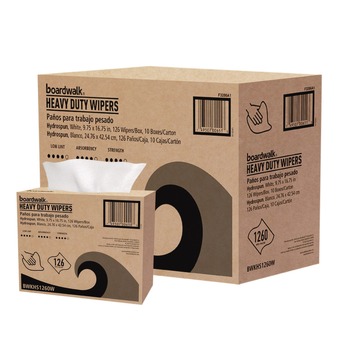 Boardwalk 3286 9.75 in. x 16.75 in. 1-Ply Hydrospun Wipers - White (126/Box, 10 Boxes/Carton)
