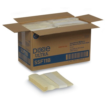  | Dixie SSF11B SmartStock Series-O 6.5 in. Mediumweight Bio-Blend Plastic Cutlery Forks Refill - Beige (40/Pack, 24 Packs/Carton)