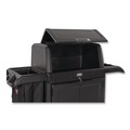 Janitorial & Housekeeping Carts | Rubbermaid Commercial 2202587 24.4 in. x 62.4 in. x 56.9 in. 4-Shelf Housekeeping Cart with Hood and Doors - Black image number 4