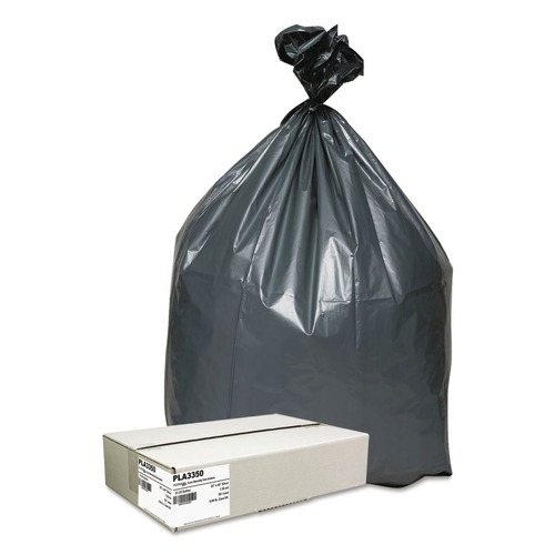 Low-Density Trash Bags | Platinum Plus 1507687 33 Gallon 1.35 mil 33 in. x 40 in. Can Liners - Gray (50/Carton) image number 0