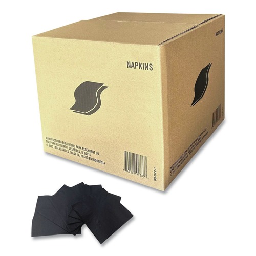 Beverage Napkins | GEN 1402 9 in. x 9 in. 2-Ply Cocktail Napkins - Black (2000/Carton) image number 0