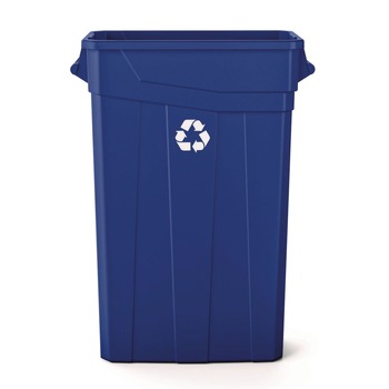 Suncast Commercial TCNH2030BLR 23-Gallon Plastic Resin Slim Recycling Trash Can - Blue/White
