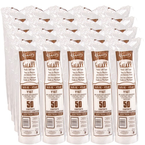 Cups | Dart Y16T 16 oz. High-Impact Polystyrene Cold Cups - Translucent (20 Sleeves/Carton) image number 0