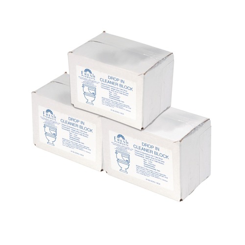 Toilet & Urinal Deodorizers | Fresh Products DIB-F-024I072M-00 Drop-In Tank Non-Para Cleaner Block - Unscented Blue (72/Carton) image number 0