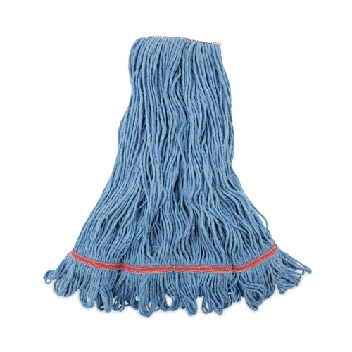 Mop Heads | Boardwalk BWK503BLNB 1 in. Super Loop Cotton/Synthetic Fiber Wet Mop Head - Large, Blue (12/Carton) image number 0