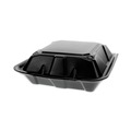 Food Containers & Lids | Pactiv Corp. YTDB99010000 9 in. x 9 in. x 3.25 in. Dual Tab Lock Vented Foam Hinged Lid Container - Black (150/Carton) image number 1