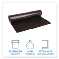 Low-Density Trash Bags | Boardwalk H8048EKKR01 40 in. x 48 in. 45 gal. 1 mil Recycled Low-Density Polyethylene Can Liners - Black (100/Carton) image number 3