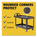 Carts | Rubbermaid Commercial FG454600BLA 26 in. x 55 in. x 33.25 in. 750 lbs. Capacity 2 Lipped Shelves Heavy-Duty Plastic Utility Cart - Black image number 7