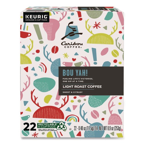 Coffee - Caffeinated | Caribou Coffee 5000368779 Bou Yah Light Roast K-Cup Pods (22/Box) image number 0