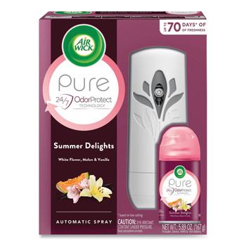 AIR FRESHENER DISPENSERS | Air Wick 62338-88410 5.89 oz Freshmatic Life Scents Starter Kit - White Flowers and Melon Summer Delights (4/Kit)
